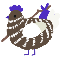 A bark and white chicken with a bar pattern