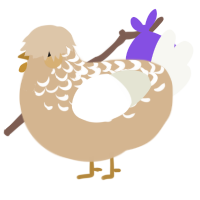 A beige and white chicken with a half-lace pattern