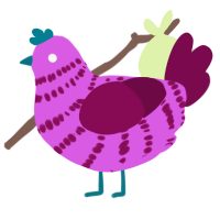A orchid and wine chicken with a bar pattern