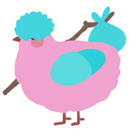 A pink and aqua chicken