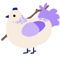 A cream and lilac chicken with a neck-speckle pattern