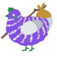 A blurple and mist chicken with a bar pattern