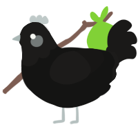 A black and sable chicken with a head pattern