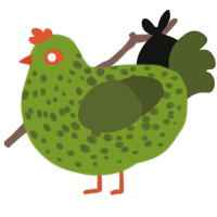 A chartreuse and olive chicken with a speckle pattern