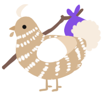 A beige and cream chicken with a bar pattern