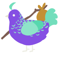 A blurple and mint chicken with a half-lace pattern
