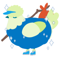 A sapphire and apple chicken with a head pattern