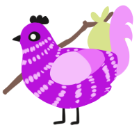 A amethyst and lavender chicken with a bar pattern