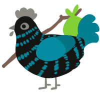 A black and sea chicken with a bar pattern