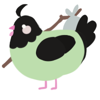 A gluppy and sable chicken with a head pattern