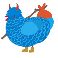 Annatar, a sapphire and sky chicken with a lace pattern