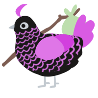 A sable and orchid chicken with a lace pattern