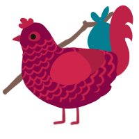 A maroon and crimson chicken with a lace pattern