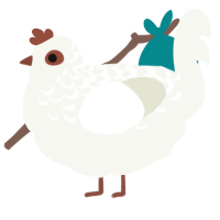 A white chicken with a half-lace pattern