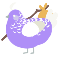 A lilac and white chicken with a half-lace pattern