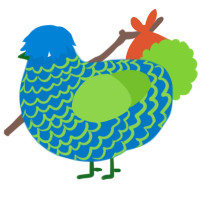 A sapphire and grass chicken with a lace pattern