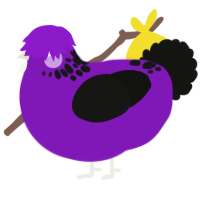 A violet and black chicken with a neck-speckle pattern