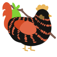 Pumpkin Spice Frappe, a black and vermilion chicken with a bar pattern