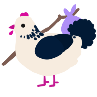 A cream and tumblr chicken with a neck-speckle pattern