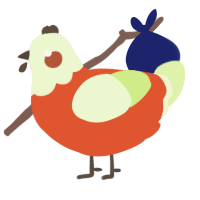 A vermilion and apple chicken with a head pattern