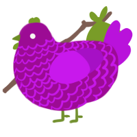 Grapes, a plum and amethyst chicken with a lace pattern