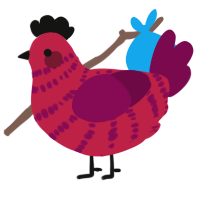 A crimson and wine chicken with a bar pattern