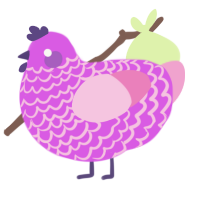 A orchid and pink chicken with a lace pattern