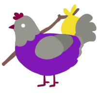 A violet and ash chicken with a head pattern