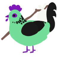 glowstick_rename, a spring and sable chicken with a neck-speckle pattern