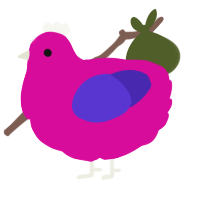 A fuchsia and indigo chicken