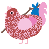 A red and pink chicken with a double-lace pattern