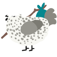 A white and ash chicken with a speckle pattern