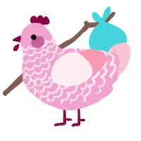 A pink and rose chicken with a lace pattern