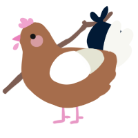A brown and white chicken