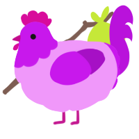 A lavender and amethyst chicken with a head pattern