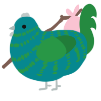 Relish Jr, a teal and viridian chicken with a bar pattern