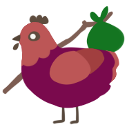 A wine and red chicken with a head pattern