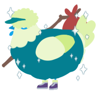 A sea and apple chicken with a head pattern