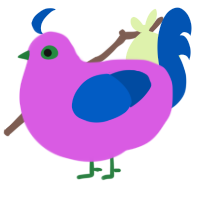 Walnut, a orchid and ultramarine chicken