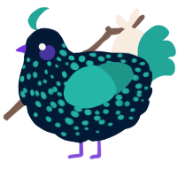 A tumblr and turquoise chicken with a speckle pattern