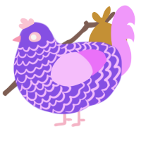 A blurple and lavender chicken with a lace pattern