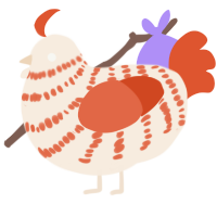 A cream and vermilion chicken with a bar pattern