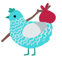 A aqua and mist chicken with a lace pattern