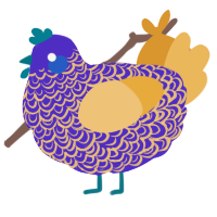 A indigo and honey chicken with a double-lace pattern