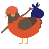 Pumpkin, a vermilion and bark chicken with a head pattern