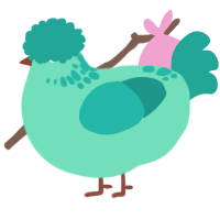 A mint and turquoise chicken with a neck-speckle pattern