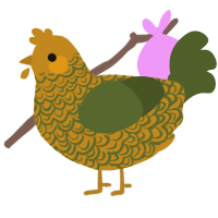 A ochre and olive chicken with a double-lace pattern