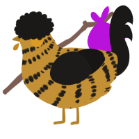 A gold and sable chicken with a bar pattern