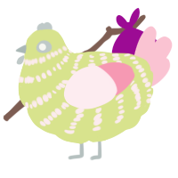A lemon and rose chicken with a bar pattern