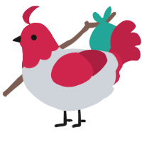 A mist and crimson chicken with a head pattern